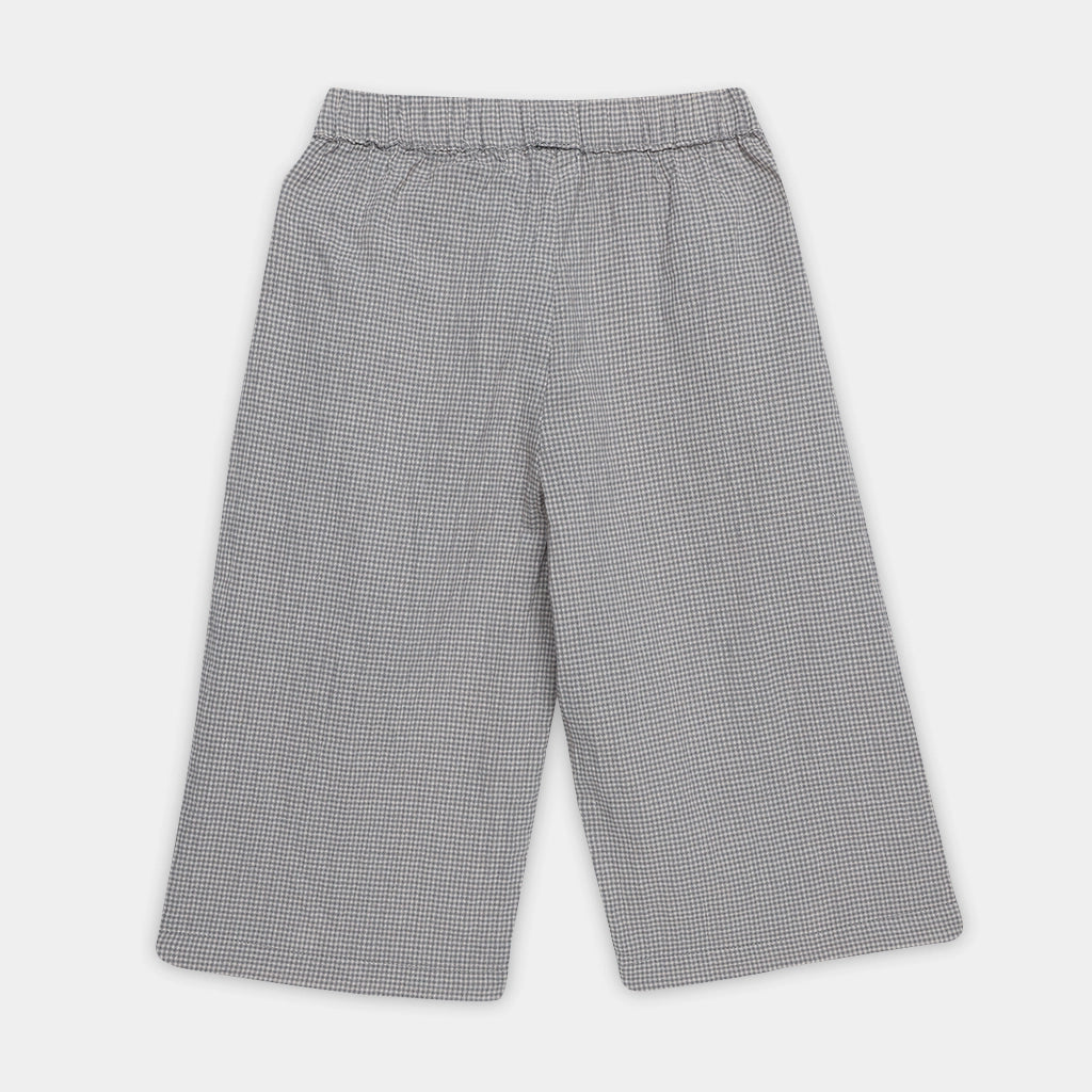 Gray checkered pants on a white background