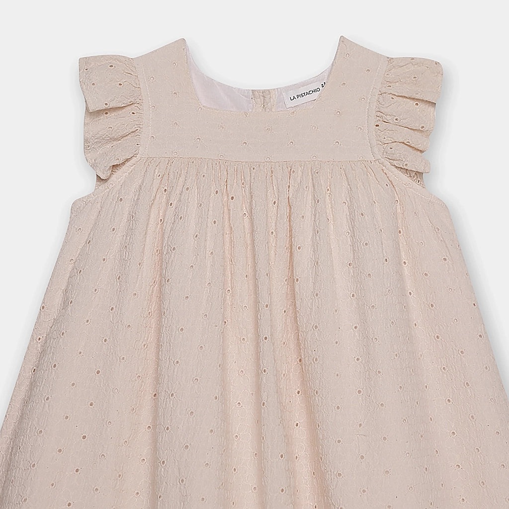 Peach Hakoba Cotton A-Line Dress