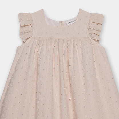 Peach Hakoba Cotton A-Line Dress