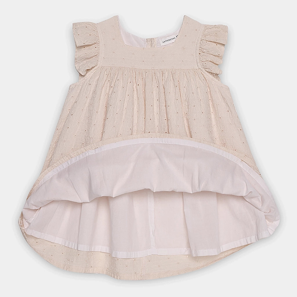 Peach Hakoba Cotton A-Line Dress