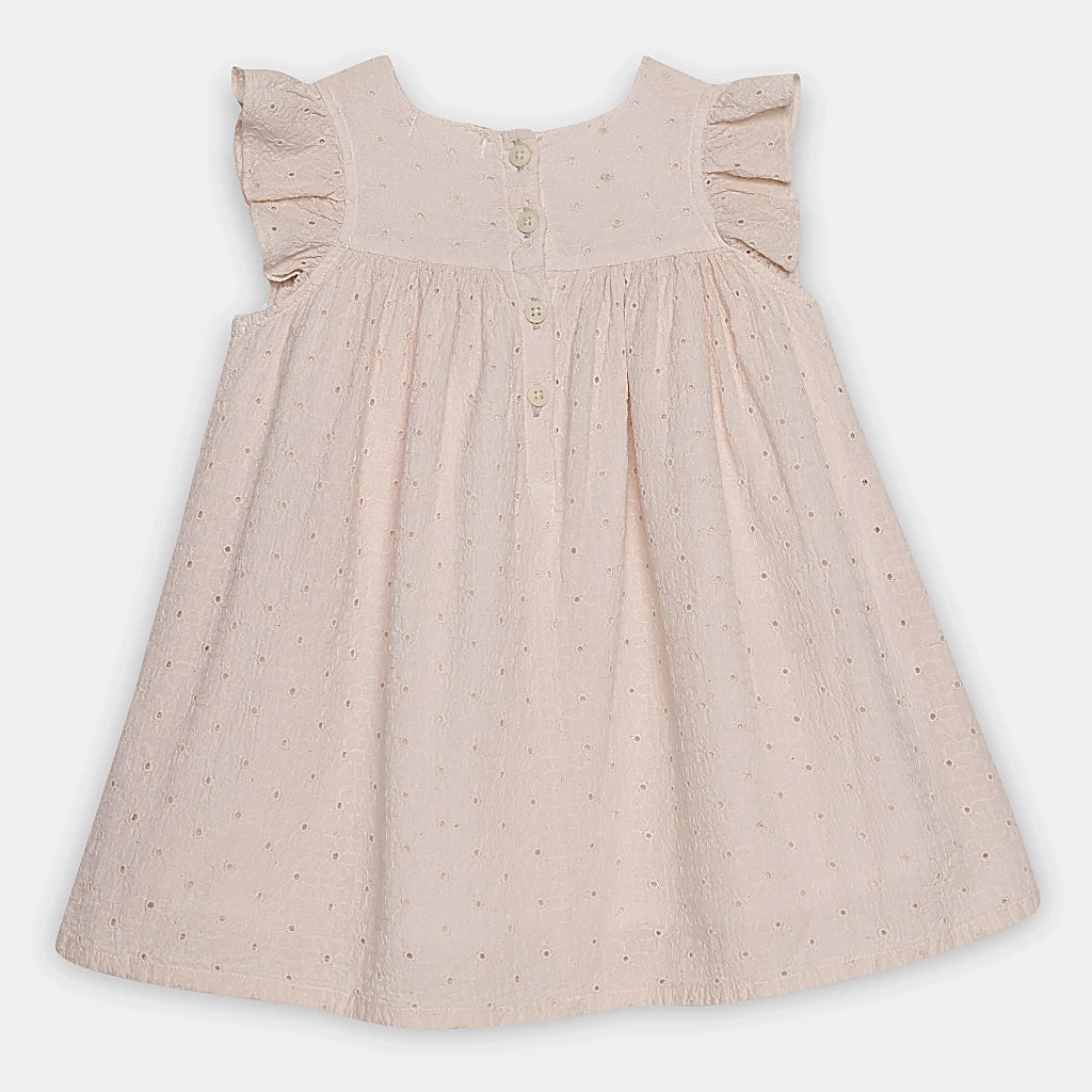 Peach Hakoba Cotton A-Line Dress