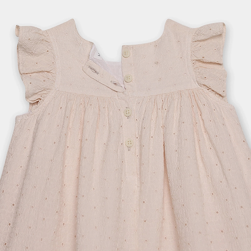 Peach Hakoba Cotton A-Line Dress