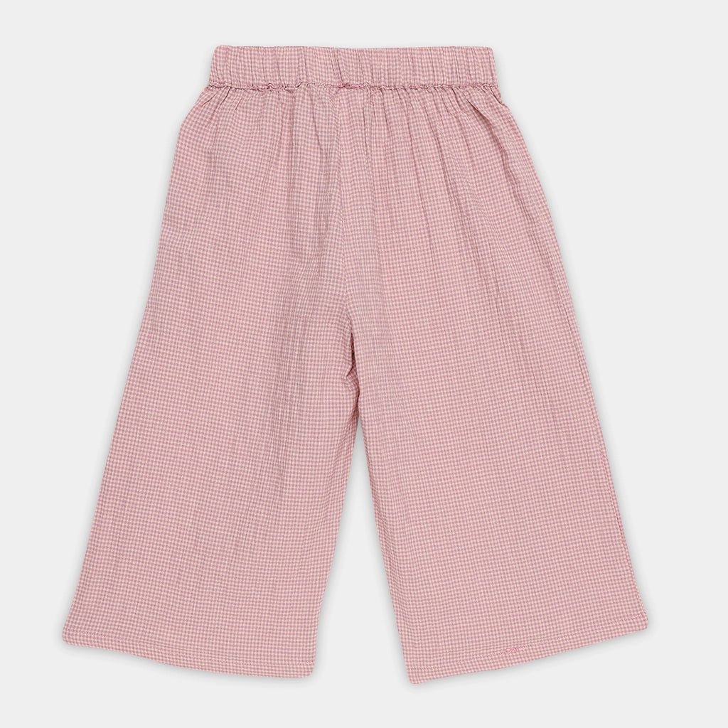 Pink checkered pants on a white background