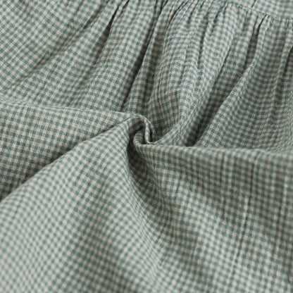 Close-up of green and white checkered fabric